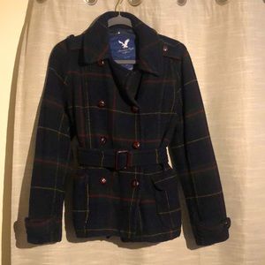 American Eagle wool Scottish tartan coat